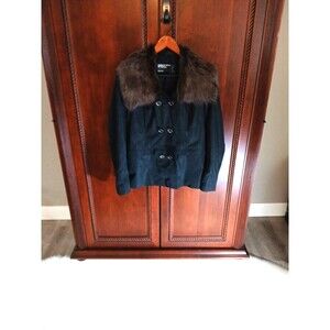 PORSHE DESIGN P'1000 RARE! Women's Size M Stunning Black Jacket w/ Fur Collar